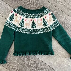 Tahari Forest Green Sweater with Festive Design